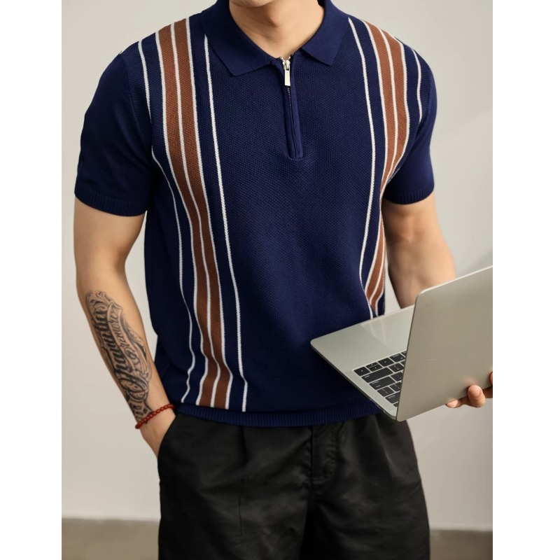 Home Office England - Polo en tricot rayé tendance pour