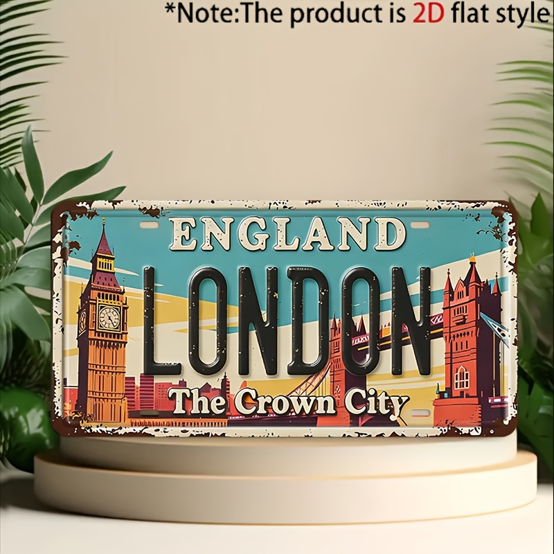 Home Office England - Panneau en étain The Crown City,