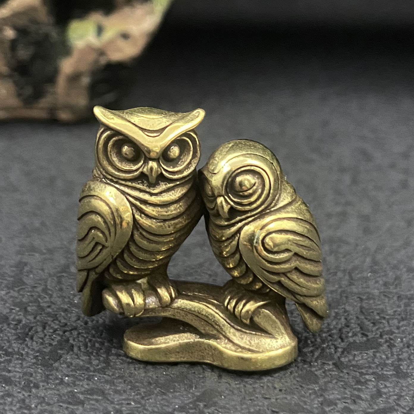 Home Office With Bookshelves - Figurines d'hibou en laiton, 1/2 pièce,
