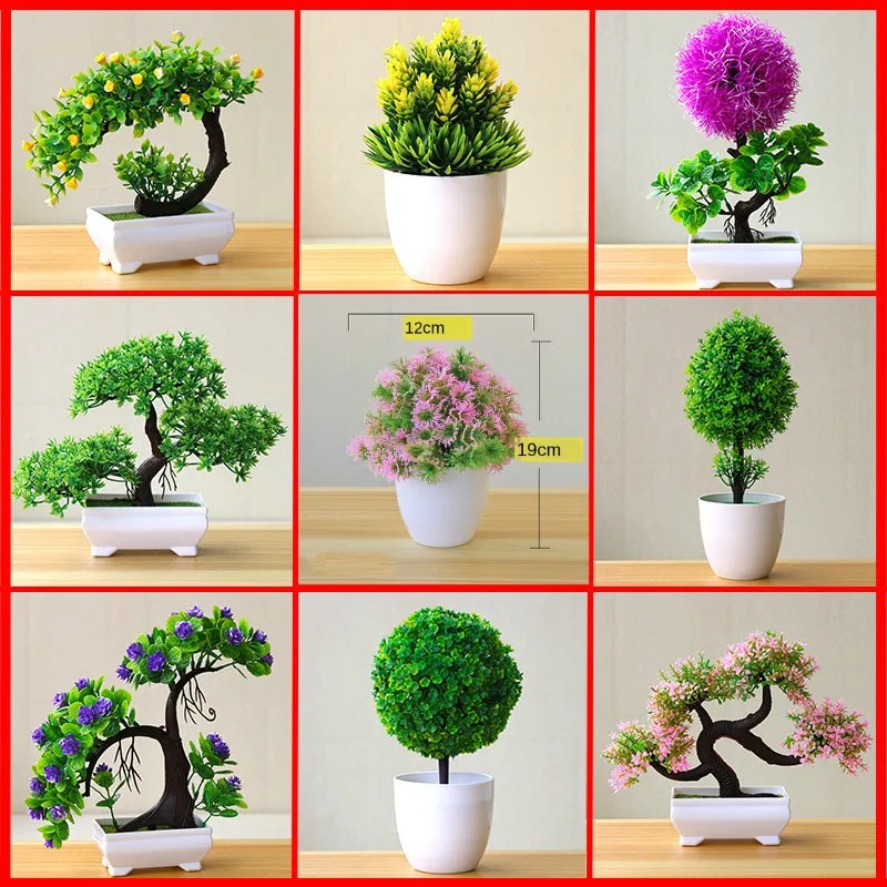 Home Office Hidden Desk - Petit arbre artificiel en pot, fausse