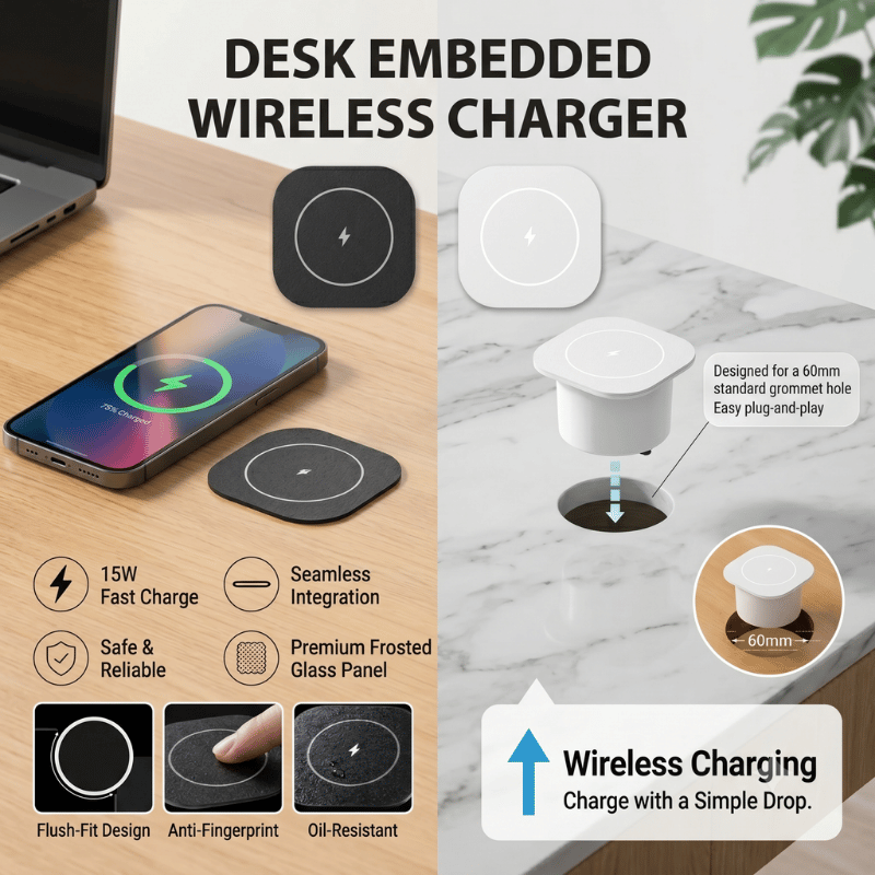 Home Office Of Uk - Chargeur sans fil intégré 15W, station