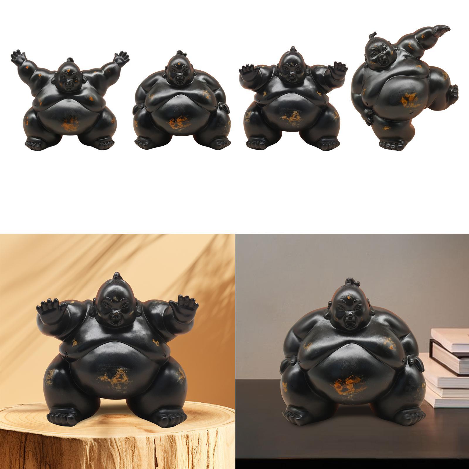 Home Office With Bookshelves - Statue de Sumo en résine, cadeau