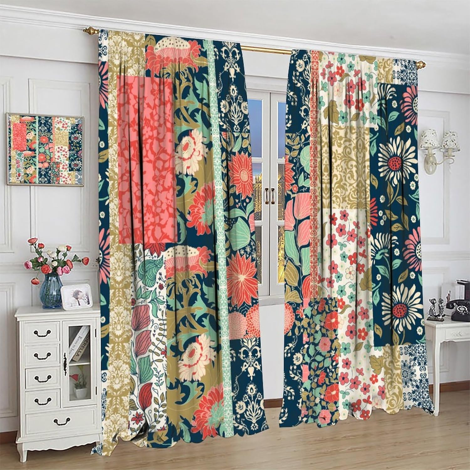 Rideaux floraux patchwork bohè - Home Office England avis et prix