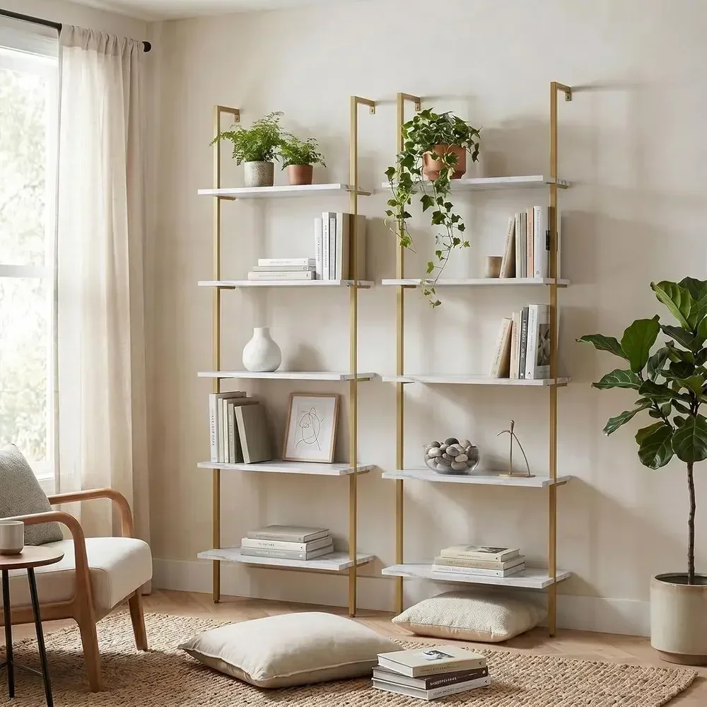 Étagère murale en bois à 5 niv - Home Office With Bookshelves avis et prix