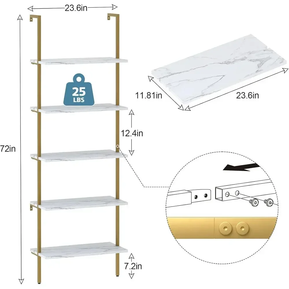 Étagère murale en bois à 5 niv - Home Office With Bookshelves avis et prix