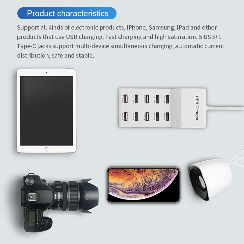 Chargeur rapide Hub USB 10 Por - Home Office Of Uk avis et prix