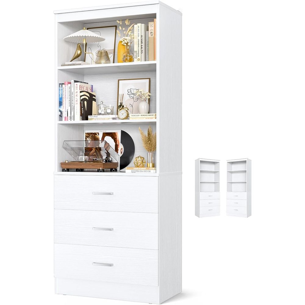 Étagère à livres en bois blanc - Home Office With Bookshelves avis et prix