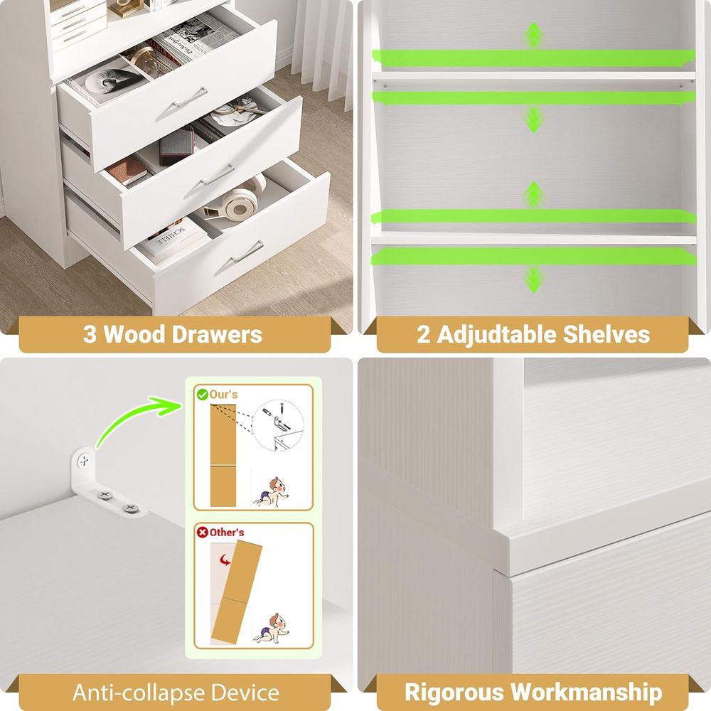 Étagère à livres en bois blanc - Home Office With Bookshelves avis et prix